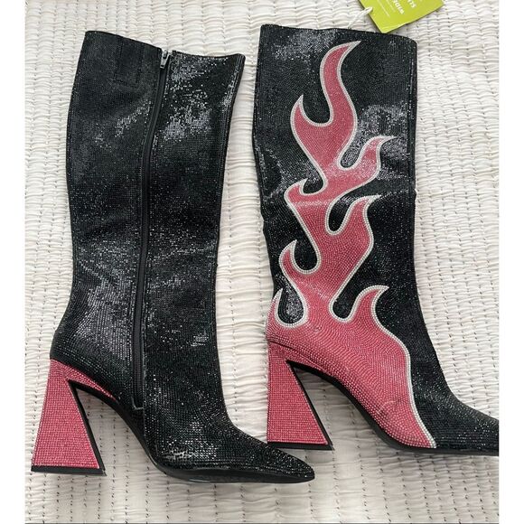 Gianni Bini Zander Rhinestone Flame Pointed Toe Tall Knee High Boots NEW NWT - Picture 5 of 10